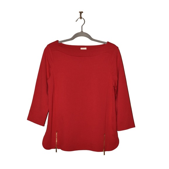 CHICO'S $78 Paige Ponte Knit Boatneck Top in Red Chico's 0 / US Small - Picture 1 of 4